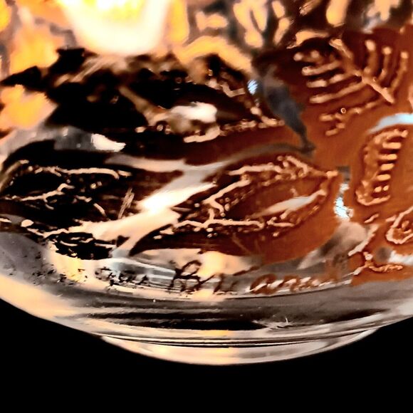 Georges Briard Small Glass Dip Bowl Flowers Gold Gilded Signed 5" Vintage MCM - Picture 6 of 10